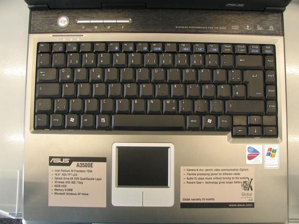 Tastatur Asus A3500E
Übersicht über das Tastaturlayout von 12 aktuellen Notebooks - Dezember 2005.