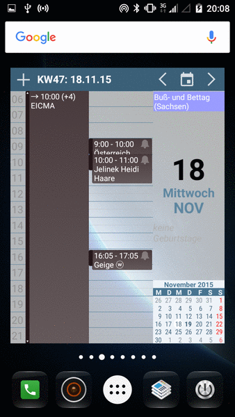 Kalender von aCalender
3: Alle 4*4 Felder werden vom aCalender Widget ausgefüllt - Android Kalender - Tapir Apps GmbH