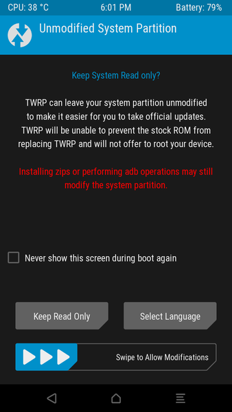TWRP installieren auf Doogee X5 MAX pro Android 6
Mit SP Flash Tool wird die “recovery“ Partition vom internen Speicher überschrieben. Wenn nach dem Boot in die Recovery TWRP auftaucht, dann kann endlich SuperSU installiert werden.
Bild 2